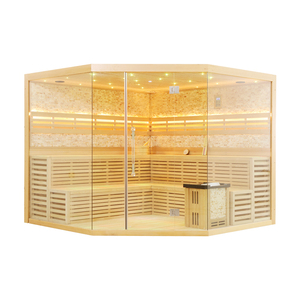 Sauna traditionnel intérieur en bois massif Helius HL-1101WD, qualité garantie, 4 à 6 personnes, vapeur humide, panneau de commande informatisé, traverse - Product Image 1