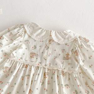 2025 nuovo Design Casual abito in morbido cotone per <span class=keywords><strong>1</strong></span> <span class=keywords><strong>anno</strong></span> bambina floreale stampa al ginocchio per bambini Dress ODM - Product Image 5