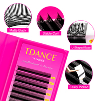 Extensions de cils en U faites à la main, noires mates, OEM ODM, logo personnalisé, fournitures pour cils volumineux