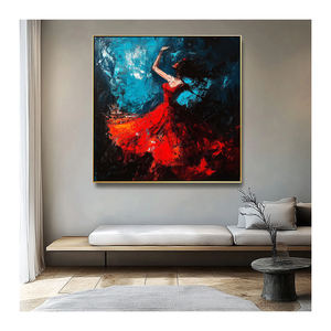 Décoration d'intérieur, peinture à l'huile sur toile faite à la main, moderne, femme en robe rouge espagnole, danseuse de <span class=keywords><strong>flamenco</strong></span>, art mural - Product Image 1