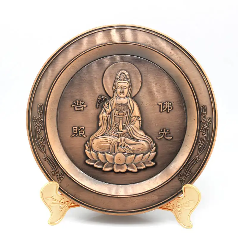 Metal Award Plate For Souvenir Religious Commemorative Plate Chinese Guanyin Bodhisattva Metal Plaque
