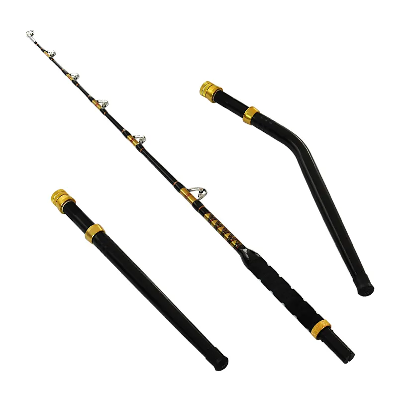 80LBS Alu Butt FiberglassTuna Rod Saltwater Fishing Yellow Fin 6'6" Pac Bay Roller Guide Heavy Duty Rod Trolling