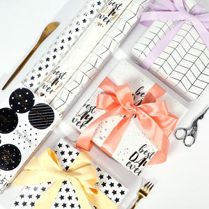 High Quality Wholesale 80g Birthday Hot Stamping Kraft <b>Paper</b> <b>Tissue</b> 43*300cm Gift Luxury Custom Packaging Wrapping <b>Paper</b> Roll - Product Image 4