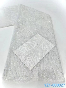 Tessuto in Pizzo <span class=keywords><strong>Nero</strong></span> di Lusso YZ con Paillettes Ricamate, Tessuto in Rete Glitterato, Pizzo Africano Ricamato con Perline per Abiti - Product Image 4