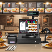 Systèmes de point de vente (PDV) à écran tactile 15,6 pouces pour restaurants, vente en gros, caisse enregistreuse noire Windows tout-en-un, machine de facturation PDV pour magasins