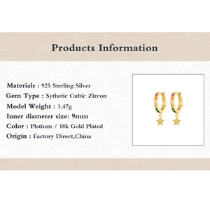 Boucles d'oreilles pendantes ROXI Fashion en argent sterling 925 avec étoile en diamant coloré pour femmes - Product Image 6