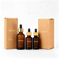 Flacon compte-gouttes en verre cosmétique personnalisé de luxe, vide, pour huiles essentielles, 10ml, 20ml, 30ml, 50ml, 100ml, 2 oz, transparent givré, noir, blanc, ambre