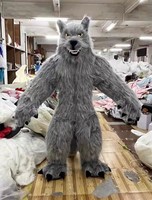 Costume de mascotte de loup en peluche en mouvement blanc/gris de haute qualité costume de mascotte de loup gonflable en mouvement pour adultes