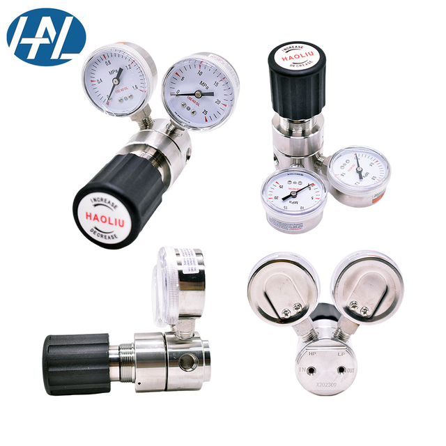 Swagelok Type 316L Stainless Steel Double Gauge Pneumatic Pressure Reducing Valve High-Pressure 1/4NPT Gas Pressure Regulators