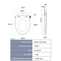 Siège de toilette bidet intelligent musulman, mécanique, non électrique, facile à installer, avec buse rétractable et auto-nettoyant