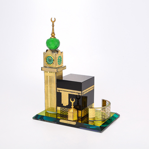 MH-LP0224 Promotional Ramadan Islamic Gift Glass Kabba Makkah Crystal Gold Islamic Gift