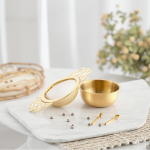 304 Stainless Steel Double Handle <strong>Tea</strong> Strainer Metal <strong>Tea</strong> <strong>Sieve</strong> Floral Design - Product Image 4