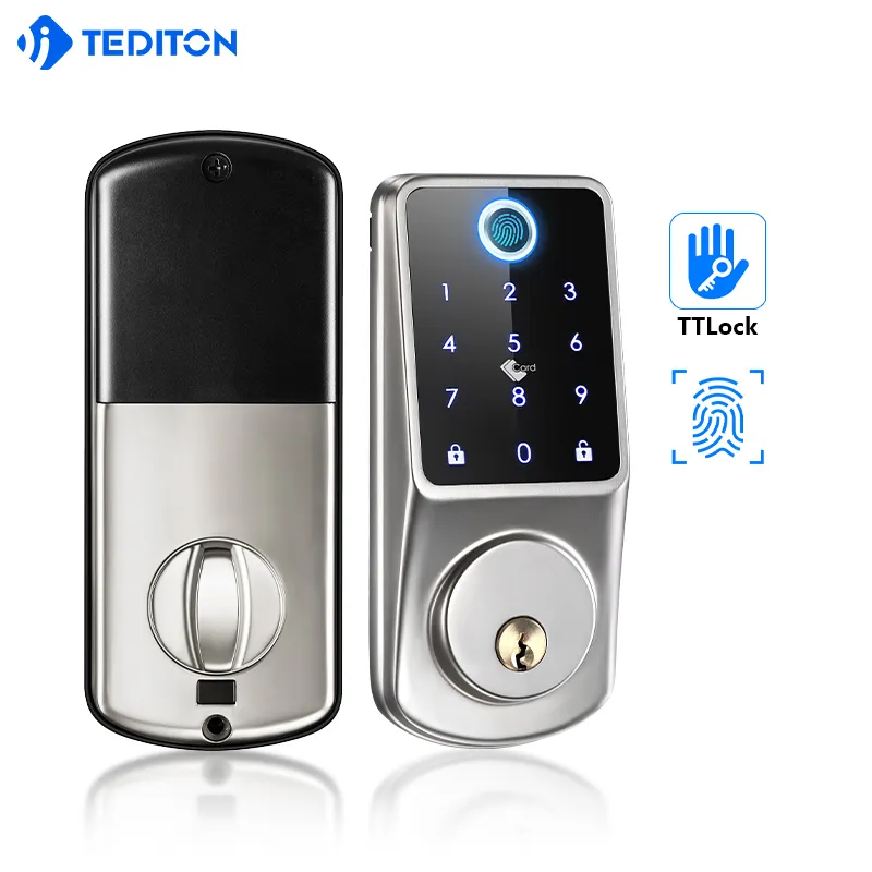 Tediton ücretsiz kargo akıllı giriş ttlock tuya app parmak izi anahtarsız elektrik kodu kombinasyonu elektronik sürgü kapı kilidi