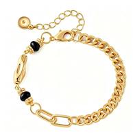 Bracelet en cuivre plaqué or 18 carats fait main avec perles baroques et chaîne de perles d'améthyste, réglable, bijoux tendance pour femme, cadeau