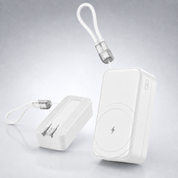 Chargeur portable sans fil Power Bank 10000mAh 5000mAh avec prise murale AC, charge magnétique et câble intégré