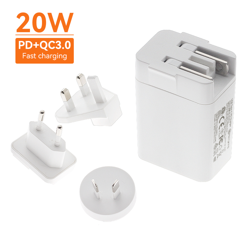 White Colour PD20W Adaptor 20W/30W A+C Interchangeable Chargers with Packaging and Charging Cable