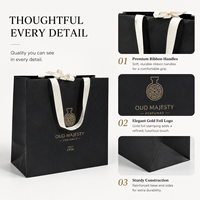Sac cadeau en carton rigide noir mat personnalisé avec poignée en ruban, imprimé offset pour boutiques de vêtements