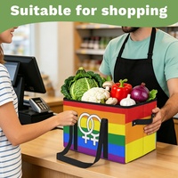 Panier de courses pliable personnalisé, design arc-en-ciel lesbien et gay, pour la marchandise d'exposition et les courses au supermarché