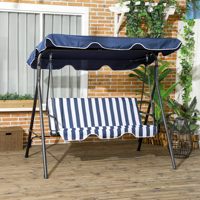 Fauteuil balançoire de jardin 3 places en acier résistant aux intempéries, inclinable et réglable, avec coussin amovible pour jardin, bord de piscine, cour arrière