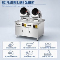 Robot de cuisson automatique professionnel à 2 têtes, type armoire, pour friture à la gaz en wok à tambour rotatif