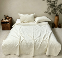 Couverture en coton tissé jacquard écologique 150x200cm - Sumit Garden Blanc - Literie pour la maison toute saison