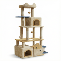 Arbre à chat de luxe moderne et écologique à 5 niveaux, avec griffoir en sisal et papier, et niche, pour chats de grande taille d'intérieur, centre d'activités en peluche