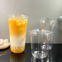 Cetak Logo Kustom, Gelas Plastik Sekali Pakai Dasar Bulat PET PP 8oz 12oz 16oz, Gelas Bir Dengan Tutup dan Sedotan untuk Pernikahan