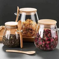 Pot de conservation en verre borosilicate transparent de haute qualité avec couvercle et cuillère, pour la cuisine domestique ou le camping, hermétique pour le stockage des aliments