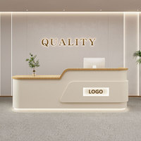 Bureau de réception de style crème pour les petites entreprises Salon de beauté de luxe Magasin de vêtements pour la réception Caissier Formation Comptoir de bar