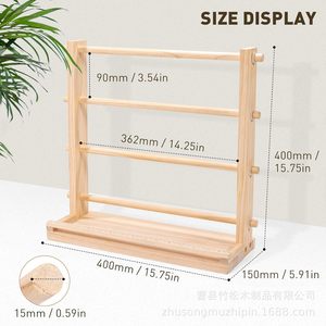 Wooden Ribbon Storage Rack 4 Layers Durable Standing Type For Cake Shop Flower Shop Storage - Product Image 5