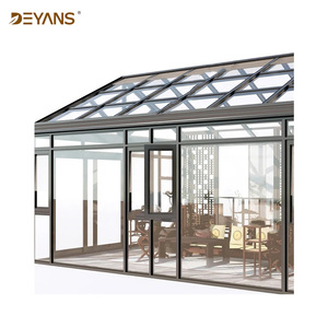 <span class=keywords><strong>Solarium</strong></span> en verre au design minimaliste avec grandes fenêtres pleine hauteur, cadre en aluminium sur mesure pour salle à manger et bureau intérieurs - Product Image 6