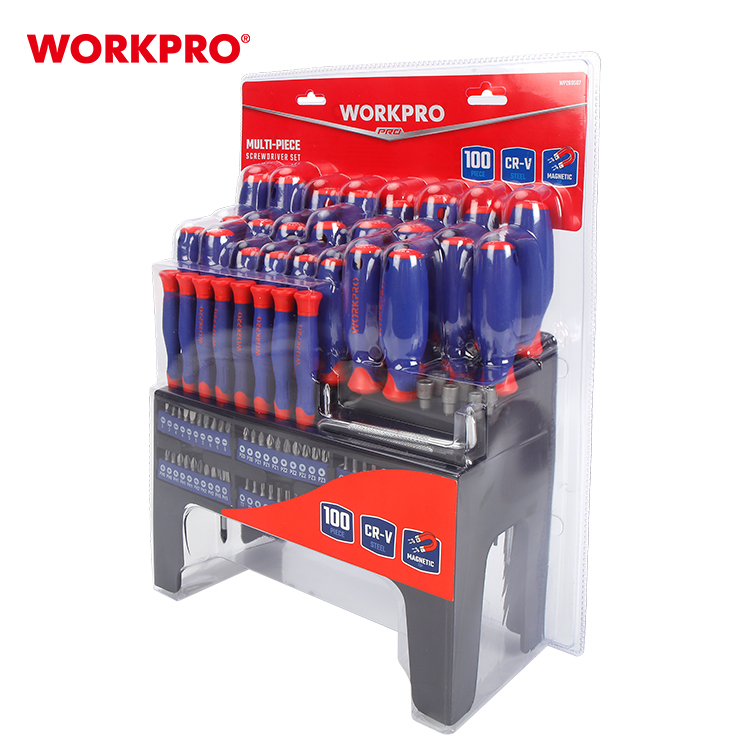 WORKPRO 100ピース クロムバナジウム鋼 磁気ドライバーセット ハンド