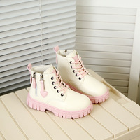 Nouvelles bottes montantes en cuir pour filles, collection automne-hiver, avec fermeture éclair latérale, semelle épaisse résistante à l'usure, style décontracté pour enfants