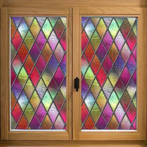 Película de Privacidad para Ventanas, Película Decorativa Arcoíris, Adhesivo Decorativo para Ventanas, Vinilo Estático 3D con Efecto Vitral para Control de Calor en el Hogar, Sin Adhesivo - Product Image 1