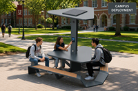 Banc solaire intelligent OEM avec charge USB et sans fil, siège extérieur en acier inoxydable pour campus et parc
