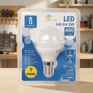 Lampadina LED G45 E14 5W 3000K Luce Calda 400Lm Ampio Angolo 25000H Durata - Product Image 3