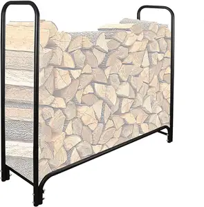 Metal Free-standing Wood Rack Firewood Storage Stand Log Display Rack For Indoor Outdoor