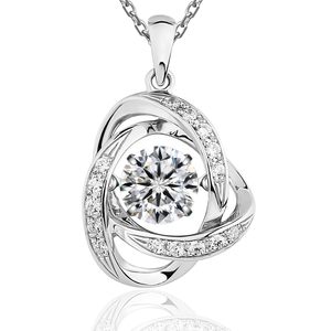 Collar con colgante de nudo trineo de plata de ley 925, diamante redondo de corte brillante cultivado en laboratorio, para mujer, regalo de aniversario - Product Image 1