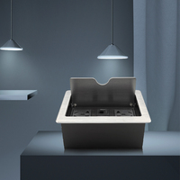 Prise de bureau escamotable universelle en aluminium avec port réseau, prise de courant de bureau escamotable