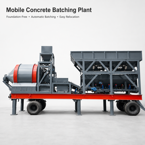 Centrale à béton mobile avec mélangeur série JS, équipement de production de béton automatique pour projets de construction - Product Image 1