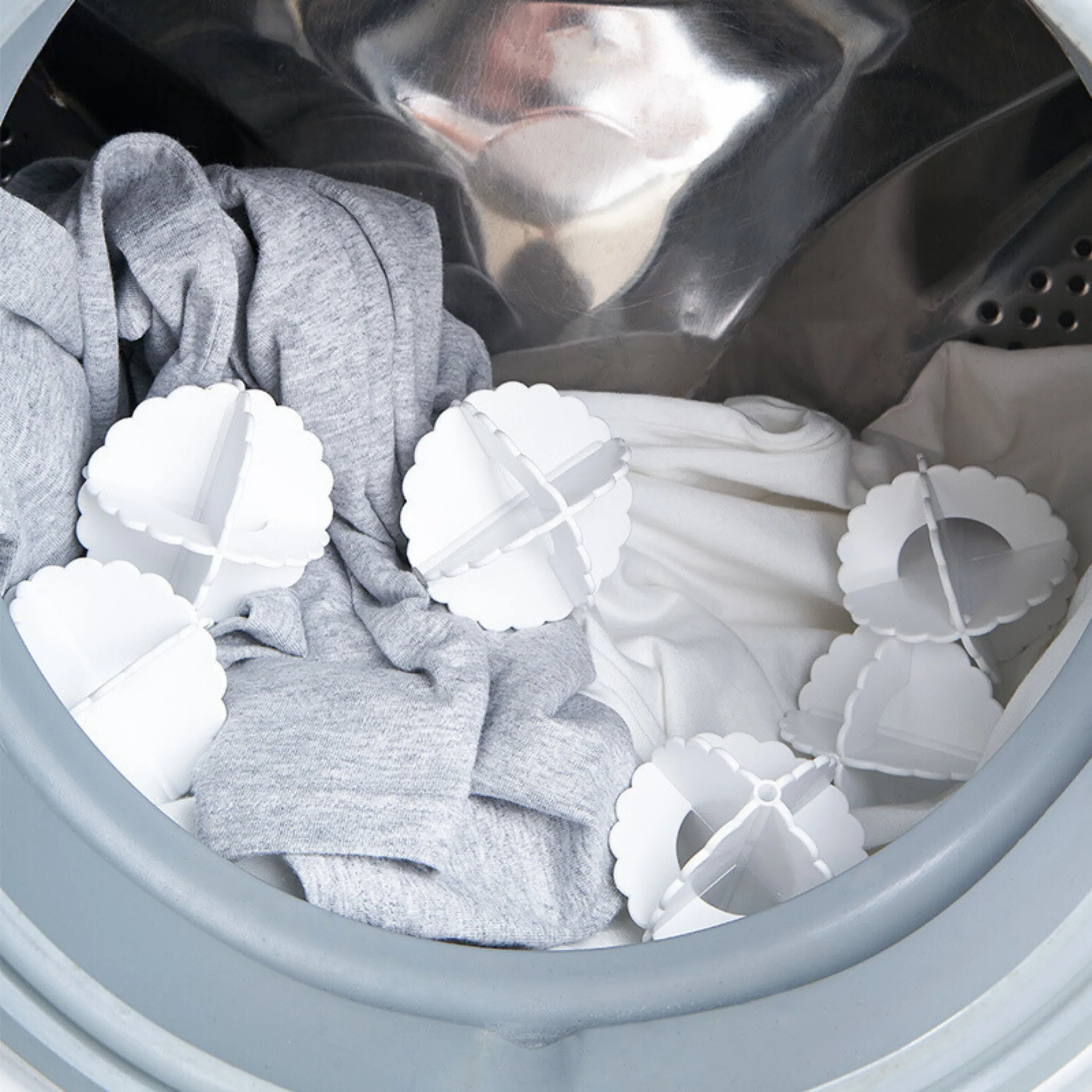 Bola pengering cucian dapat dipakai ulang bebas kusut bola pencuci ramah lingkungan putih 6 buah bola cucian pembersih scrubbing