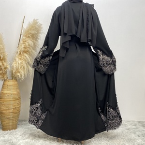 1962# New Abaya Women Muslim Dress High Quality Nida Fabric Muslim Girls Abaya Ramadan Eid Fashion Ladies Open Abayas Kimono - Product Image 3