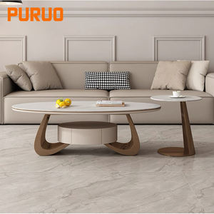 Table basse de style italien, grande et ronde, pour le salon, meubles de villa, appartement, projet personnalisé, table basse classique moderne - Product Image 6