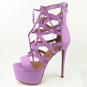 Sexy Hollow Out Back Zip Platform Thin Heel Women <b>Sandals</b> Round Toe Summer Dress Shoes for Lady Dating Shoes Big Size 47 - Product Image 4