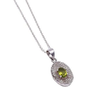 Gemkora Collar con colgante ovalado de peridoto natural para mujer, piedra de nacimiento de agosto, cristal curativo, joyería fina - Product Image 3