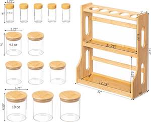 280ML Glass Canisters Bamboo Lids Spoons <b>Coffee</b> Containers Kitchen Accessories Spice Beans <b>Tea</b> <b>Sugar</b> Food Storage - Product Image 5