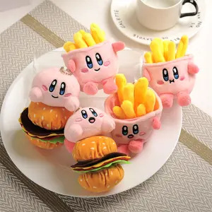 Haute qualité étoile Kirby Anime jouets en peluche KawaiiPink peluche pendentif Burger frites Kirby porte-clés jouets pour enfants