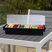 Bar Condiment Caddy 3/4/5/6 compartiments Récipient de service Plateau à condiments avec porte-hondiment