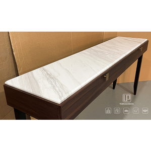 Mesa Consola Rectangular de Mármol Blanco de Alta Calidad con Marco Marrón para Restaurante o Sala de Estar 01 Mesa Consola con Tapa de Mármol 01 - Product Image 2