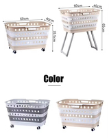 Panier à linge roulant grande capacité, pliable, pour un déplacement facile, gain de place, rangement domestique